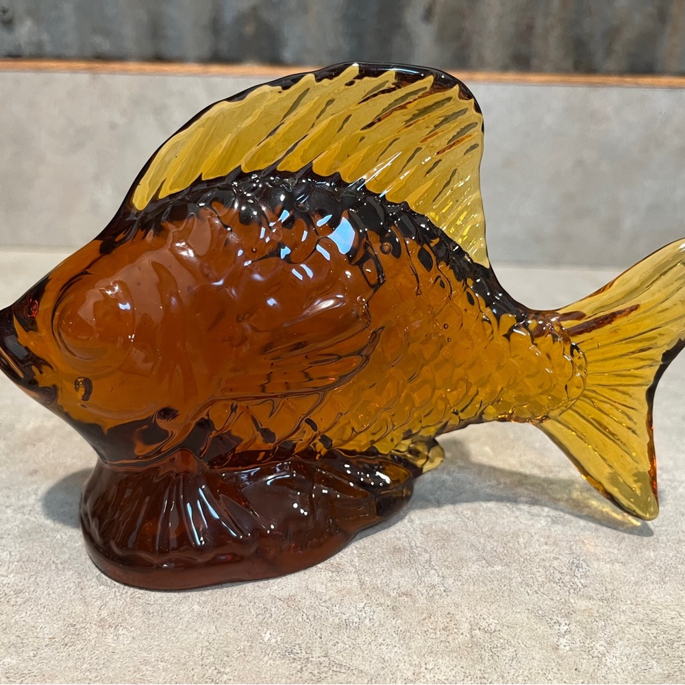 Vintage Amber Glass Fish Figurine